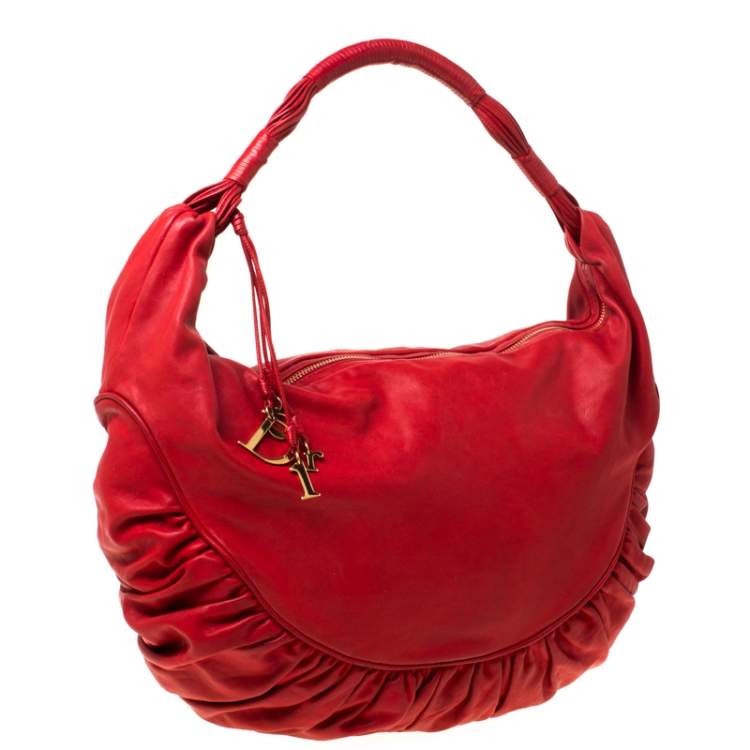 Pre Owned Dior Red Leather Gypsy Hobo