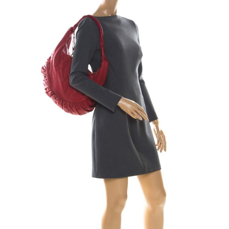 Pre Owned Dior Red Leather Gypsy Hobo