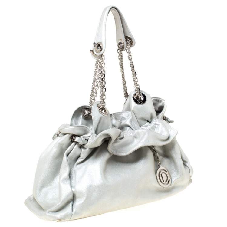 Pre Owned Dior Silver Suede Le Trente Hobo 