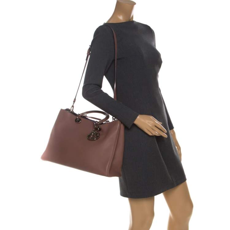 Pre Owned Dior Old Rose Leather Large Diorissimo Shopper Tote