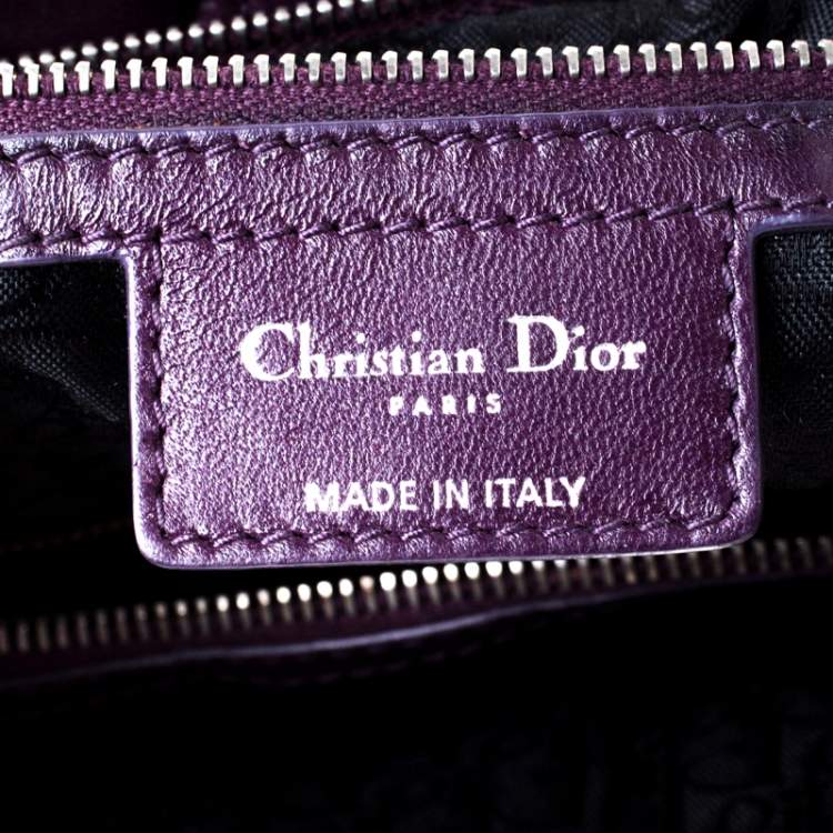 Pre Owned Dior Purple Cannage Quilted Soft Leather Large Shopper Tote