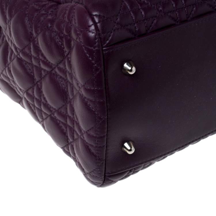Pre Owned Dior Purple Cannage Quilted Soft Leather Large Shopper Tote