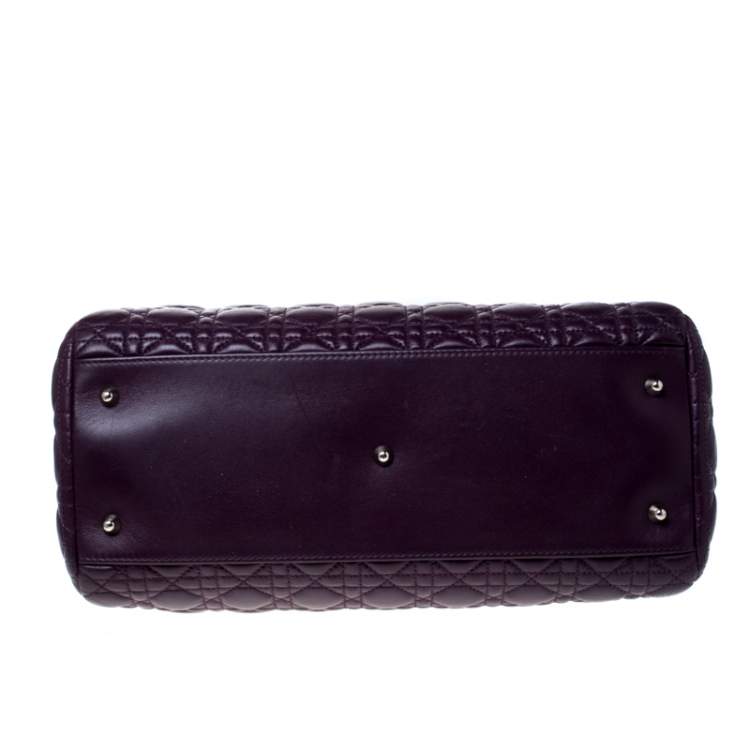 Pre Owned Dior Purple Cannage Quilted Soft Leather Large Shopper Tote