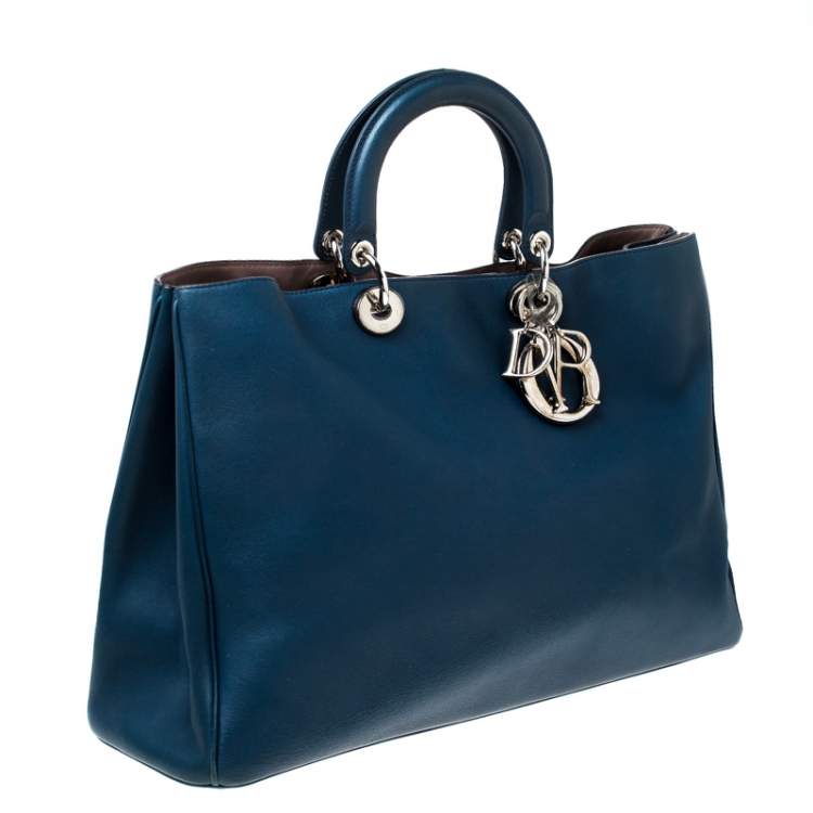 Pre Owned Dior Blue Leather Large Diorissimo Shopper Tote