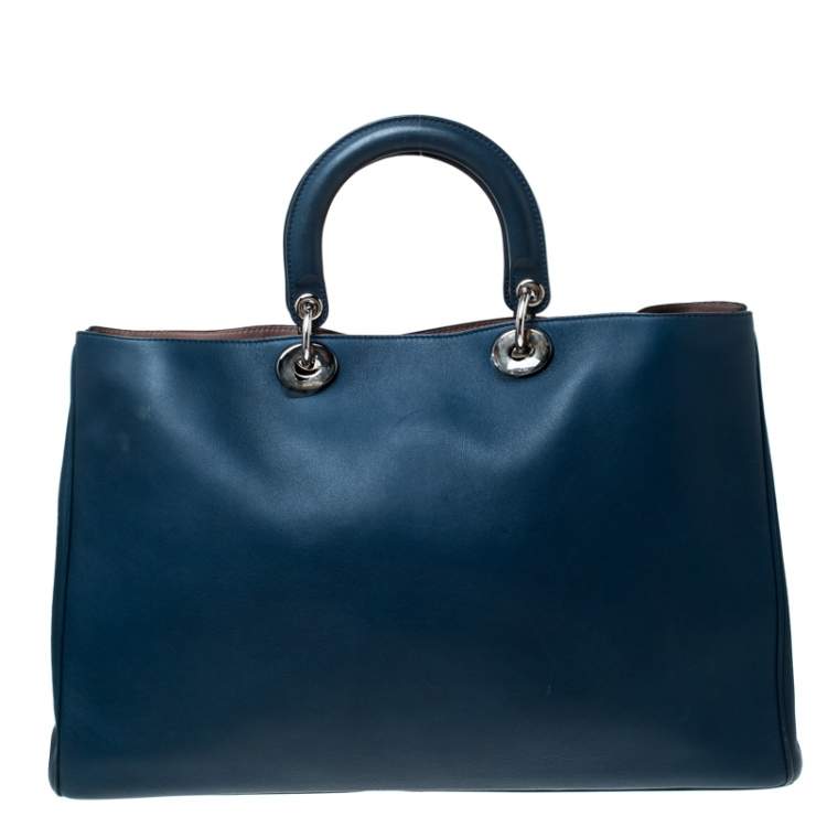 Pre Owned Dior Blue Leather Large Diorissimo Shopper Tote