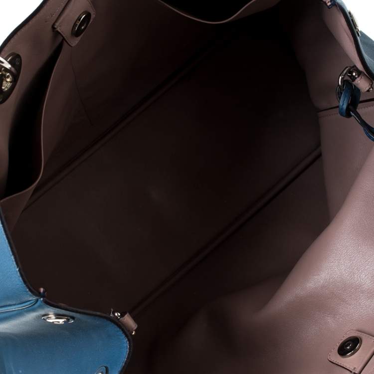 Pre Owned Dior Blue Leather Large Diorissimo Shopper Tote