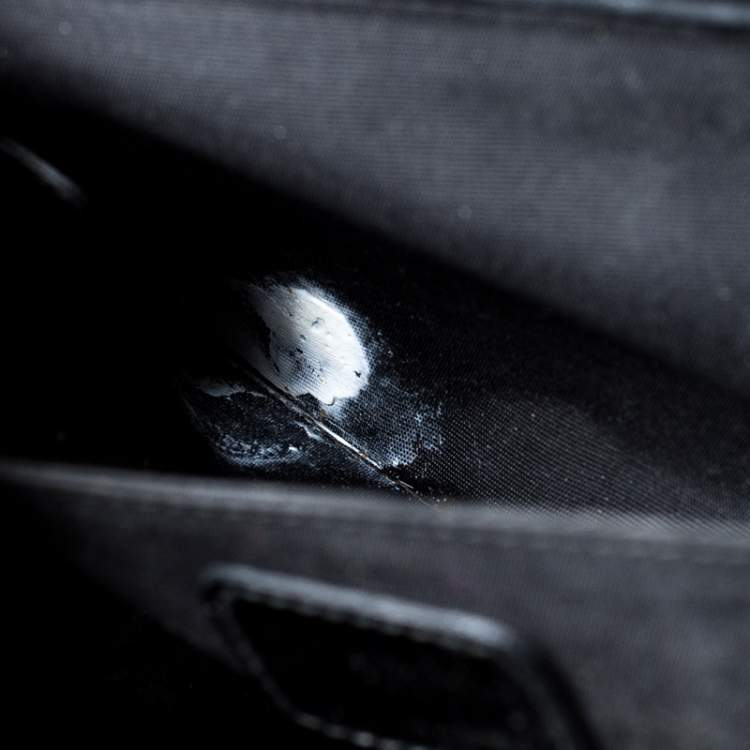 Pre Owned Dior Black Croc Embossed Patent Leather Oversized Wristlet Clutch