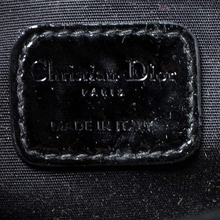 Pre Owned Dior Black Croc Embossed Patent Leather Oversized Wristlet Clutch