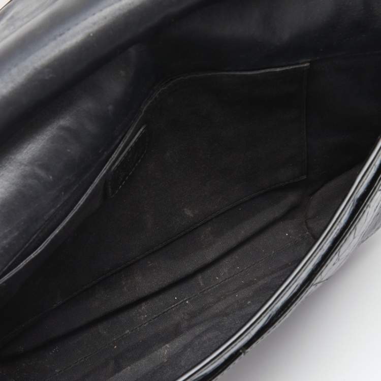 Pre Owned Dior Black Croc Embossed Patent Leather Oversized Wristlet Clutch