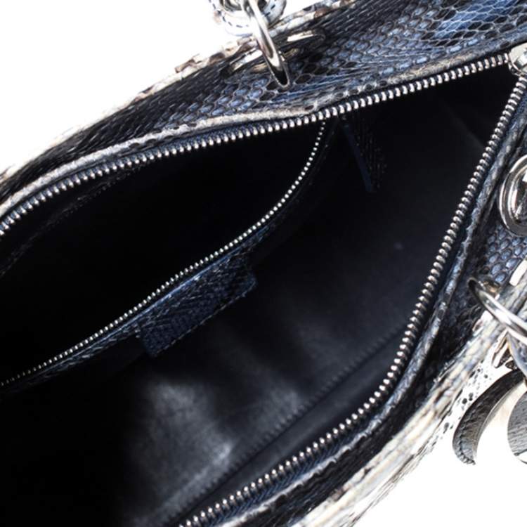 Pre Owned Dior Blue/Grey Python Large Lady Dior Tote