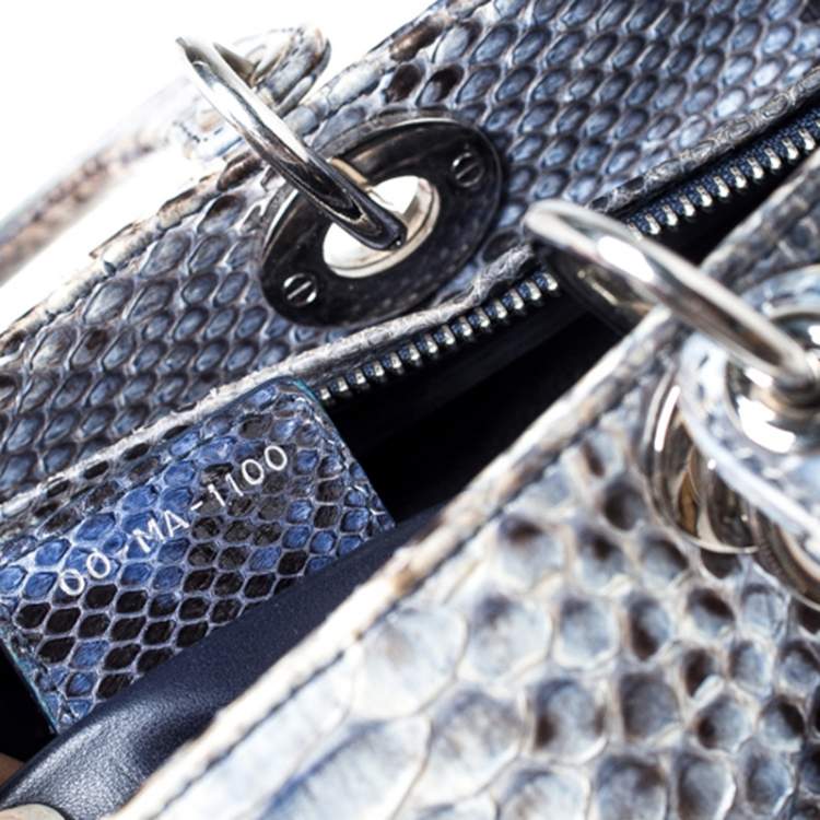 Pre Owned Dior Blue/Grey Python Large Lady Dior Tote
