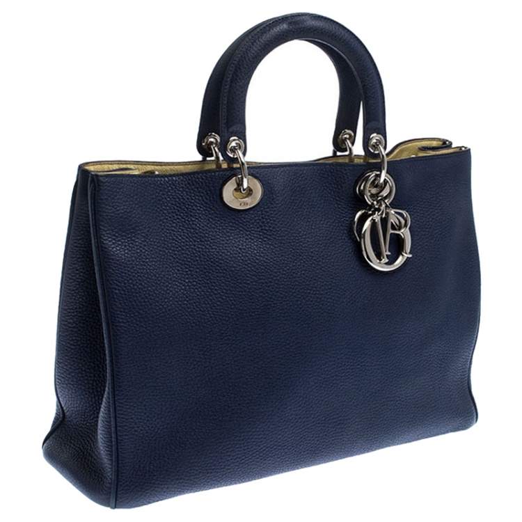 Pre Owned Dior Blue Leather Large Diorissimo Shopper Tote