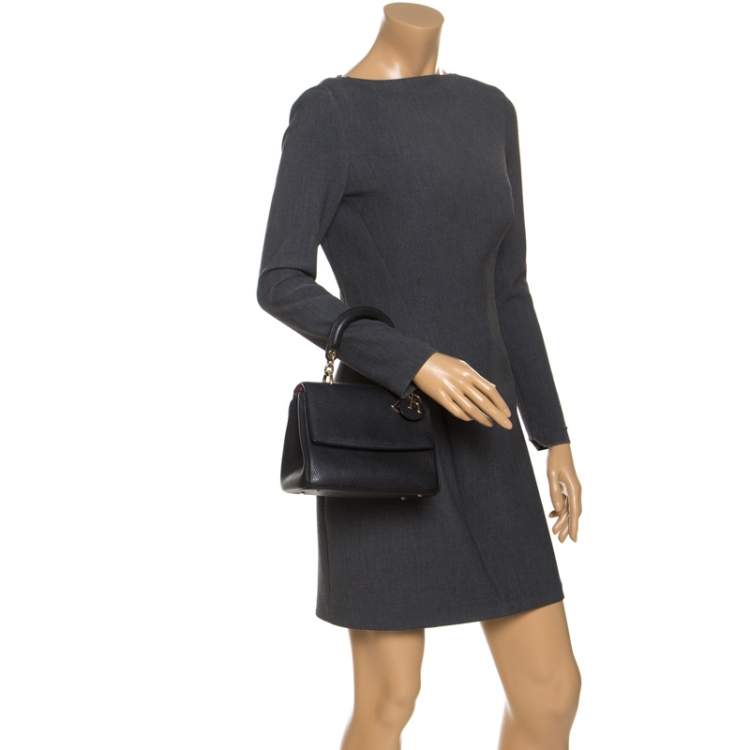 Pre Owned Dior Black Leather Mini Be Dior Top Handle Bag