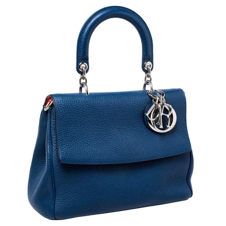 Pre Owned Dior Blue Leather Small Be Dior Flap Top Handle Bag