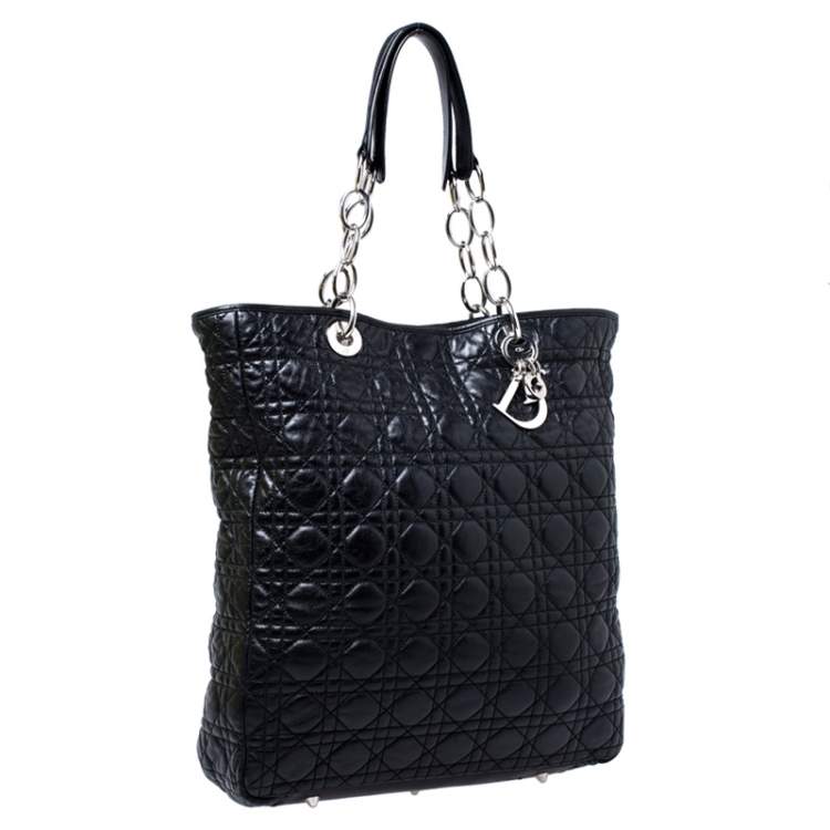 Pre Owned Dior Black Cannage Quilted Leather Soft Shopper Tote