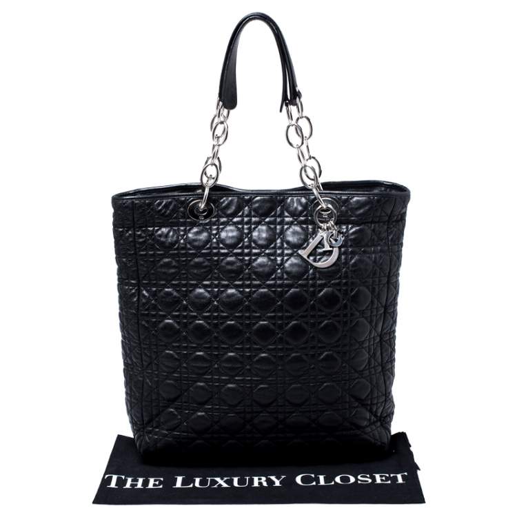 Pre Owned Dior Black Cannage Quilted Leather Soft Shopper Tote