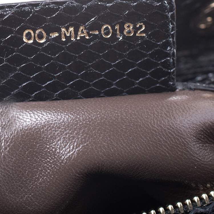 Pre Owned Dior Black Python Leather Medium Lady Dior Tote