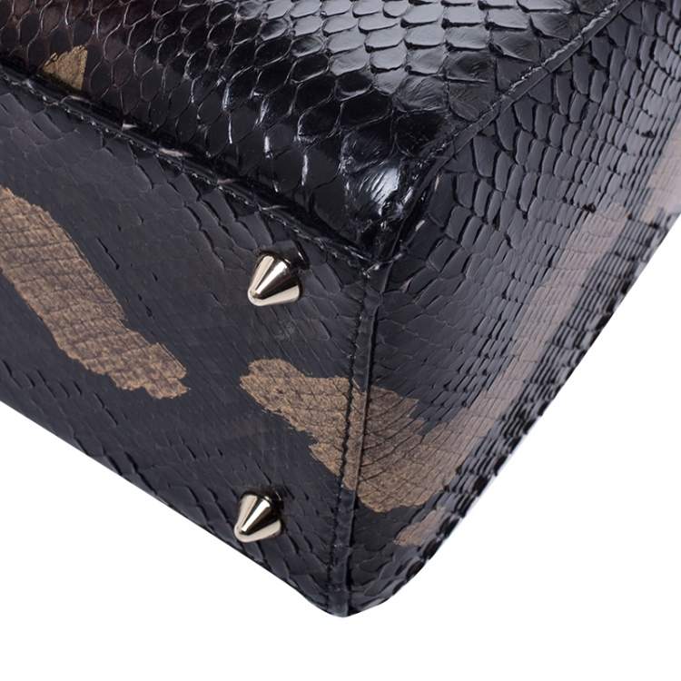 Pre Owned Dior Black Python Leather Medium Lady Dior Tote
