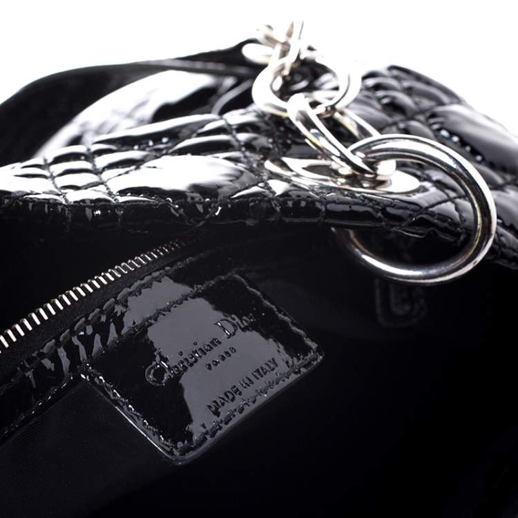 مملوكة مسبقًا Dior Black Cannage Quilted Soft Patent Leather Large Shopper Tote