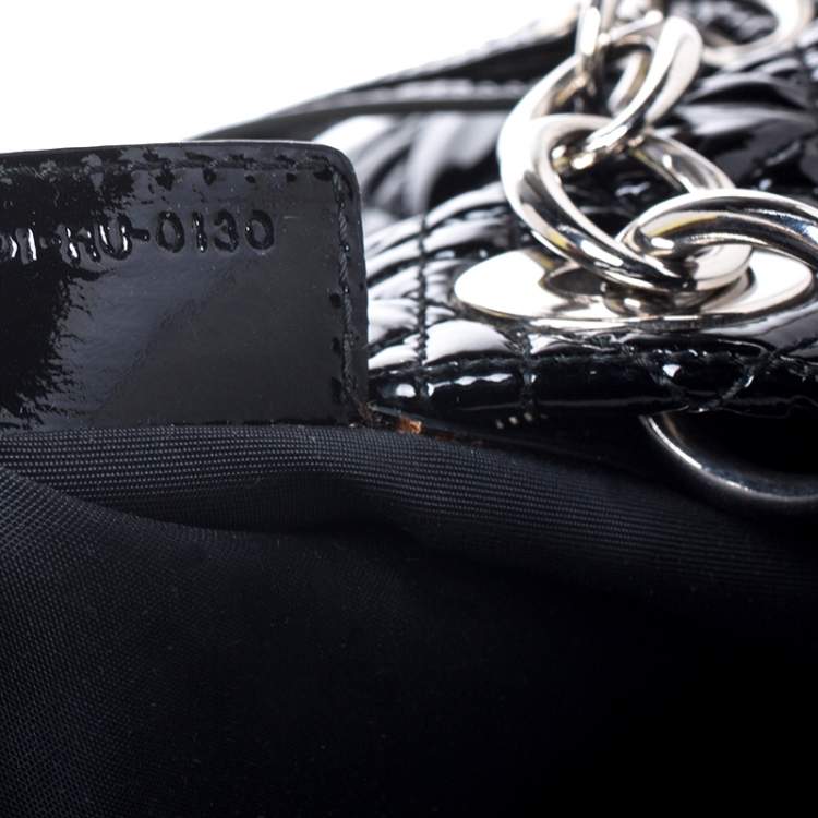 مملوكة مسبقًا Dior Black Cannage Quilted Soft Patent Leather Large Shopper Tote