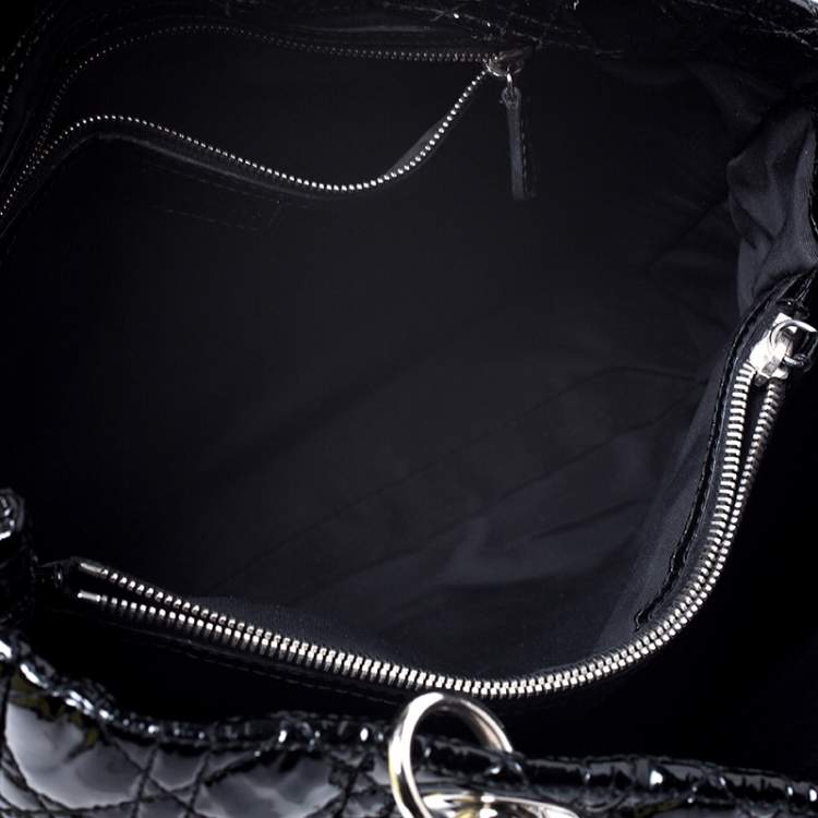 مملوكة مسبقًا Dior Black Cannage Quilted Soft Patent Leather Large Shopper Tote