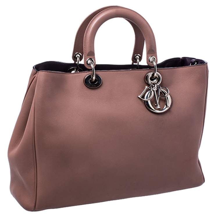 Pre Owned Dior Old Rose Leather Large Diorissimo Shopper Tote