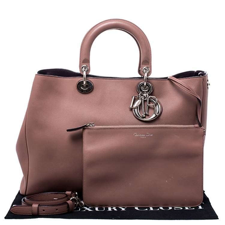 Pre Owned Dior Old Rose Leather Large Diorissimo Shopper Tote