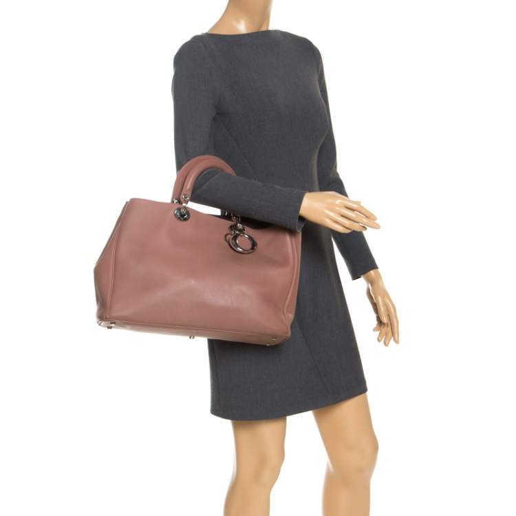 Pre Owned Dior Old Rose Leather Large Diorissimo Shopper Tote