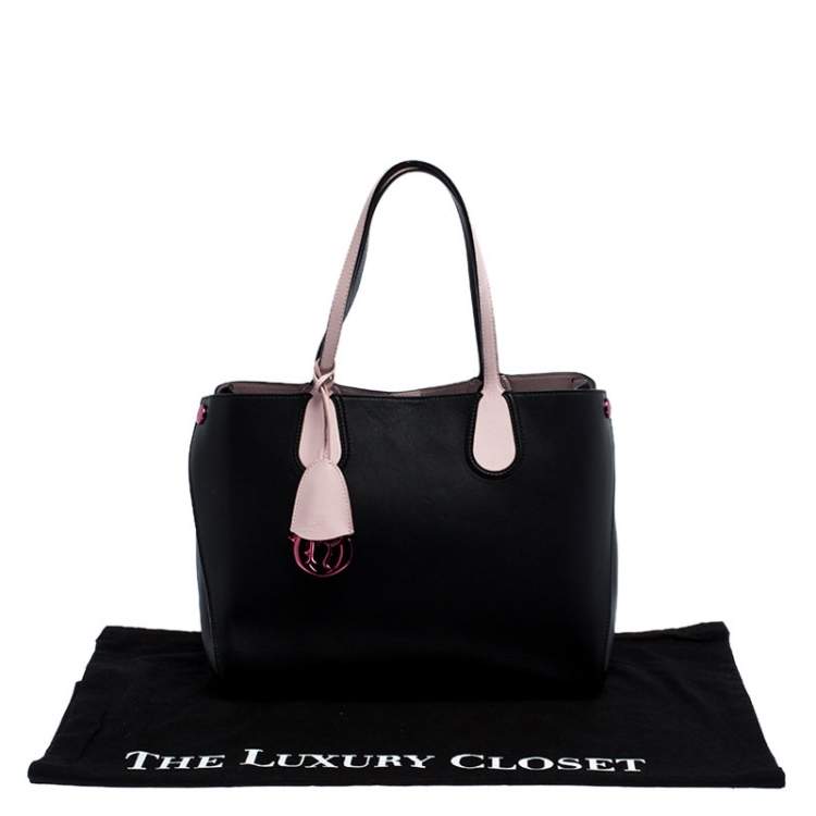 Pre Owned Dior Black/Pink Leather Small Dior Addict Shopper Tote