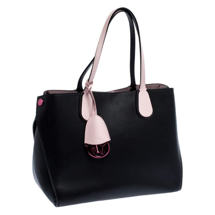 Pre Owned Dior Black/Pink Leather Small Dior Addict Shopper Tote