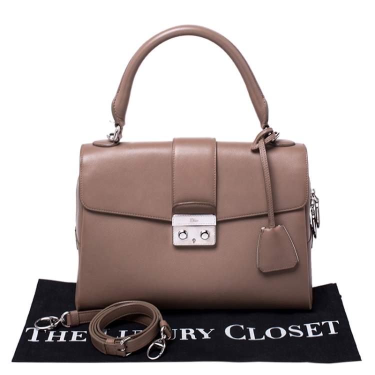 Pre Owned Dior Nude Leather New Lock Top Handle Bag