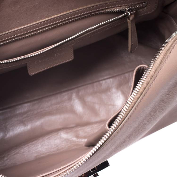 Pre Owned Dior Nude Leather New Lock Top Handle Bag