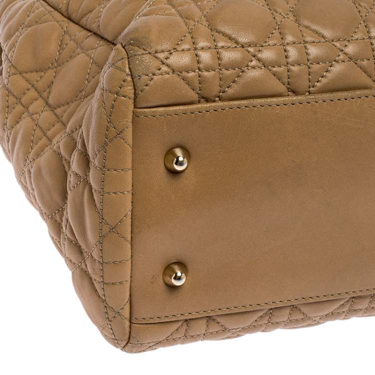 Pre Owned Dior Beige Cannage Quilted Leather Large Shopper Tote