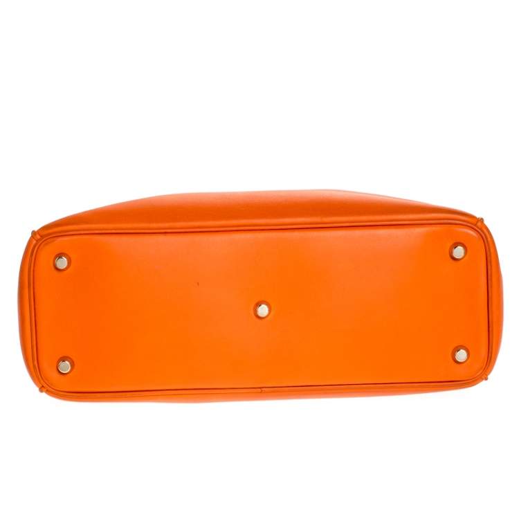 Pre Owned Dior Orange Leather Medium Diorissimo Shopper Tote