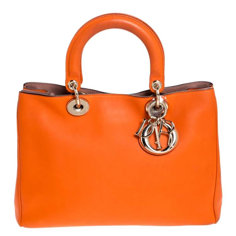 Dior Orange Leather Medium Diorissimo Shopper Tote Dior | TLC