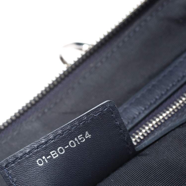 Pre Owned Dior Navy Blue Cannage Leather Lady Dior Zipped Shopper Tote 