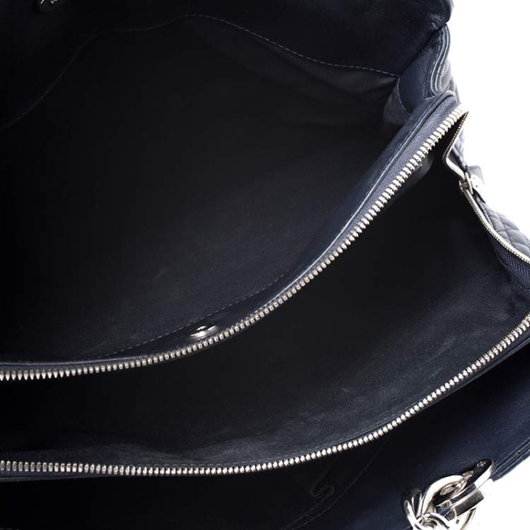 Pre Owned Dior Navy Blue Cannage Leather Lady Dior Zipped Shopper Tote 