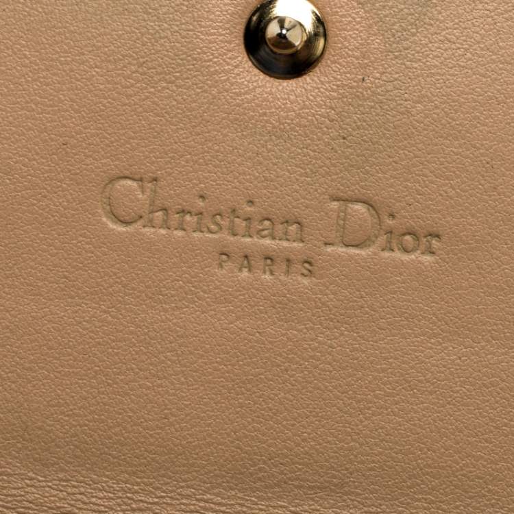 Pre Owned Dior Beige Python Lady Dior Wallet On Chain
