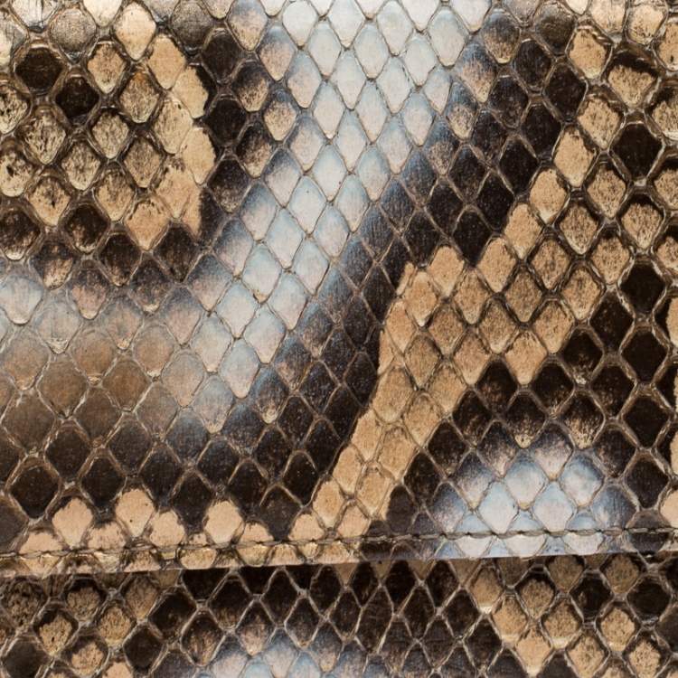 Pre Owned Dior Beige Python Lady Dior Wallet On Chain