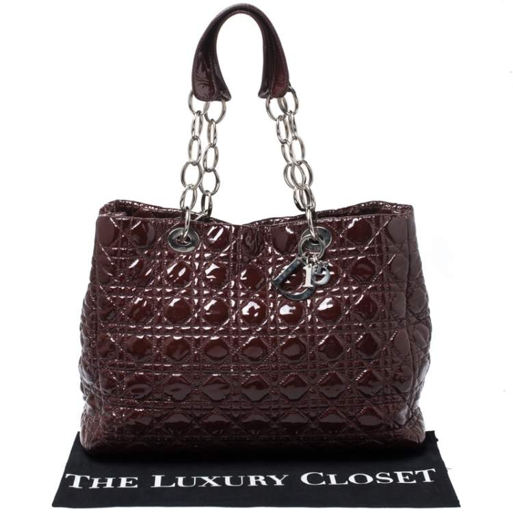 Pre Owned Dior Red Cannage Patent Leather Soft Lady Dior Shopper Tote