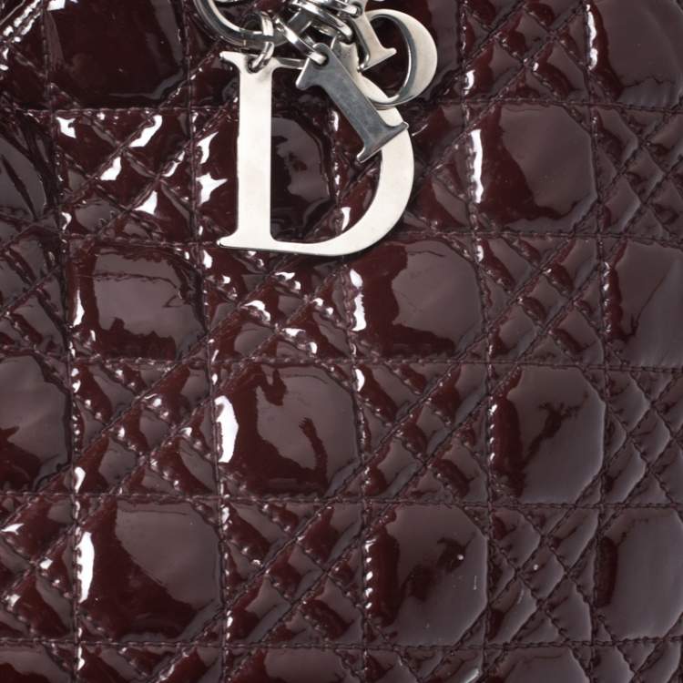 Pre Owned Dior Red Cannage Patent Leather Soft Lady Dior Shopper Tote