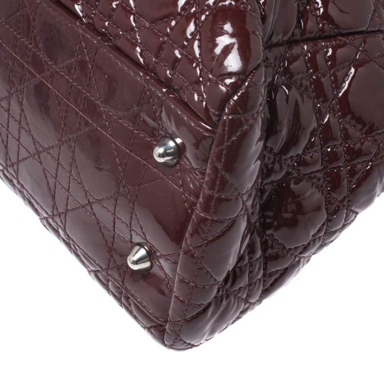 Pre Owned Dior Red Cannage Patent Leather Soft Lady Dior Shopper Tote