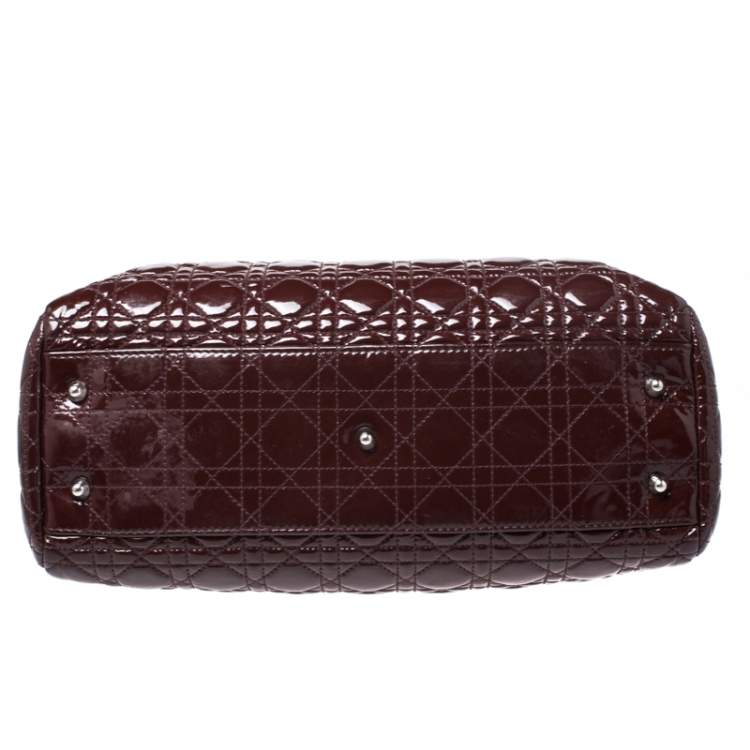 Pre Owned Dior Red Cannage Patent Leather Soft Lady Dior Shopper Tote