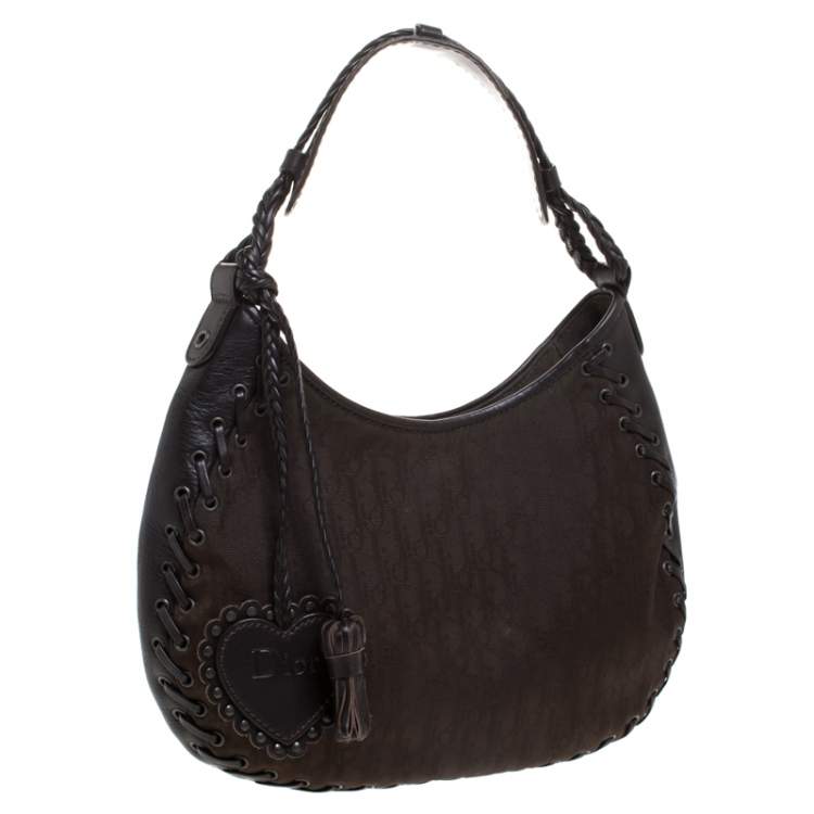 Pre Owned Dior Dark Brown Diorissimo Nylon Hobo