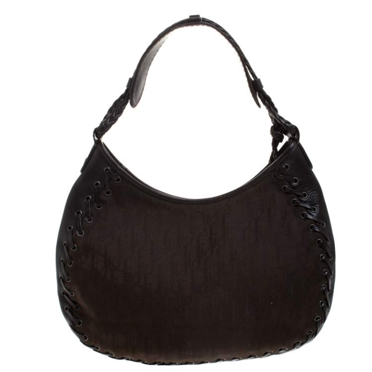 Pre Owned Dior Dark Brown Diorissimo Nylon Hobo