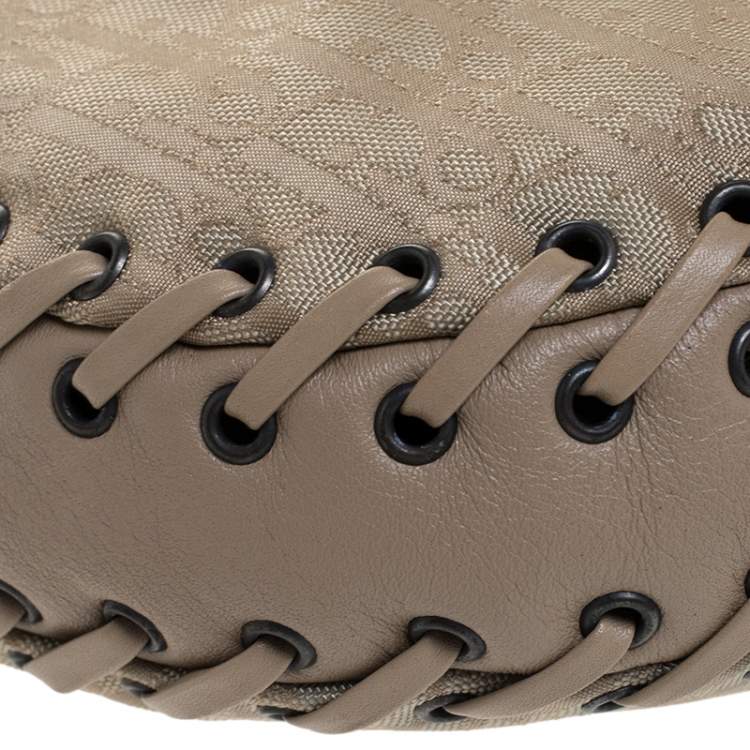 Pre Owned Dior Beige Canvas and Leather Hobo 