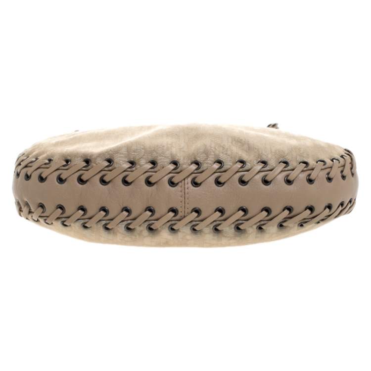 Pre Owned Dior Beige Canvas and Leather Hobo 