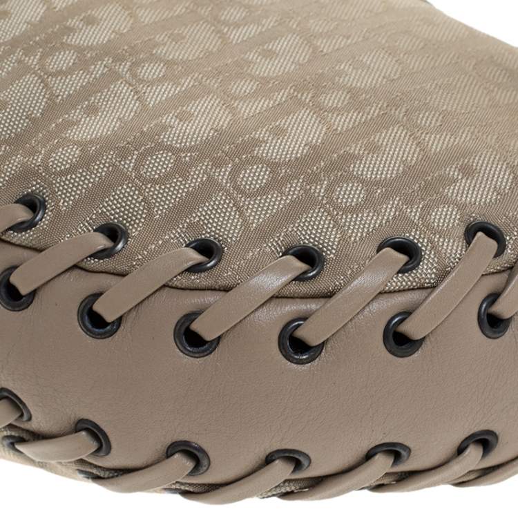 Pre Owned Dior Beige Canvas and Leather Hobo 