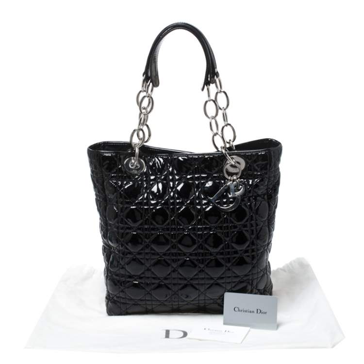 Pre Owned Dior Black Patent Leather Soft Shopper Tote