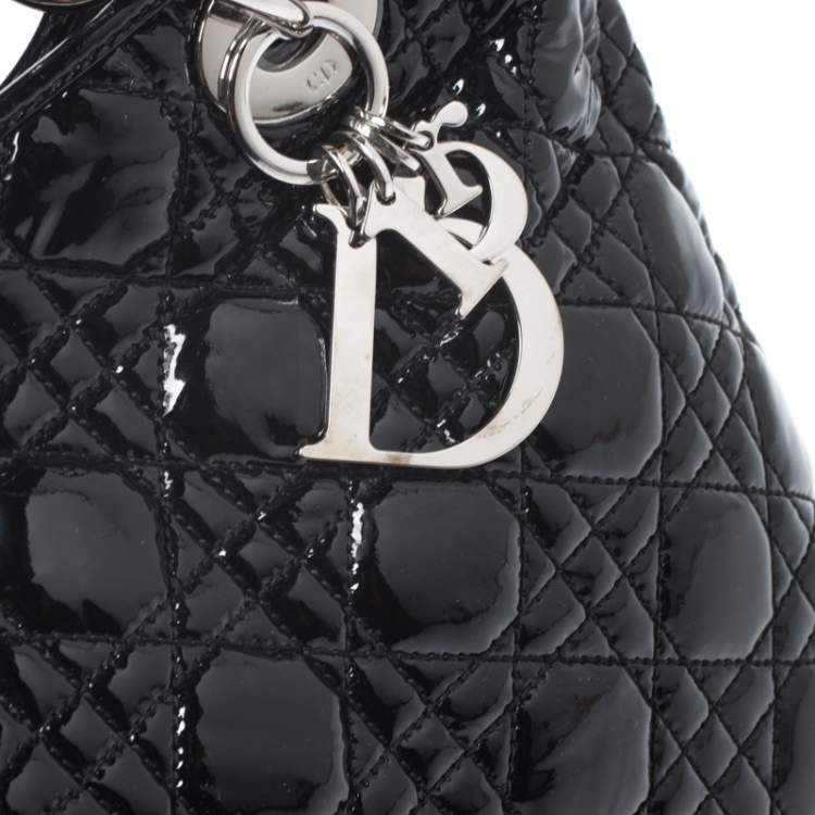 Pre Owned Dior Black Patent Leather Soft Shopper Tote